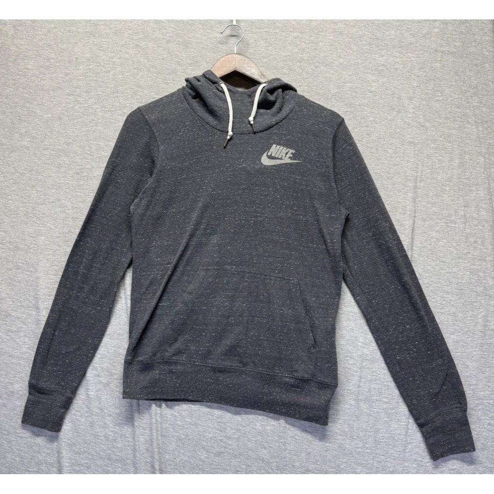 Nike Hoodie Womens Medium Charcoal Gray Speckled Cowl Neck Athleisure Training